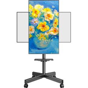 MOUNTUP Rolling TV Stand Mobile TV Cart for 23-60 inch TVs, 90°Portrait to Landscape, Tilting & Rotating Mount, Height Adjustable Portable TV Stand with Wheels,Max VESA 400x400mm, MU1114-B