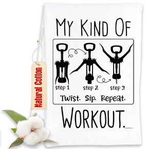 My Kind Of Workout - Funny Kitchen Tea Towels - Funny Kitchen Towels Decorative Dish Towels with Sayings Funny Housewarming Kitchen Gifts - Multi-Use Cute Kitchen Towels - Funny Gifts for Women