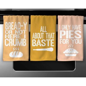 Funny Kitchen Dish Towels for Thanksgiving, Makes a Great Hostess Gift (Set 4 (Casserole, Feast, Gravy))