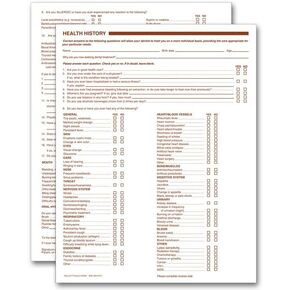 5Forms Dental Health History Questionnaires 2 Sided No Hole Punch 7 3/4 x 10" Qty 250