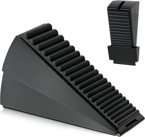 Heavy Duty Large Door Stoppers, Adjustable Spring Loaded Tall Doorstop Jammer Rubber Door Stopper Wedge with Storage Holder for Any Heavy Doors up to 3" Gap, Black in Saudi Arabia