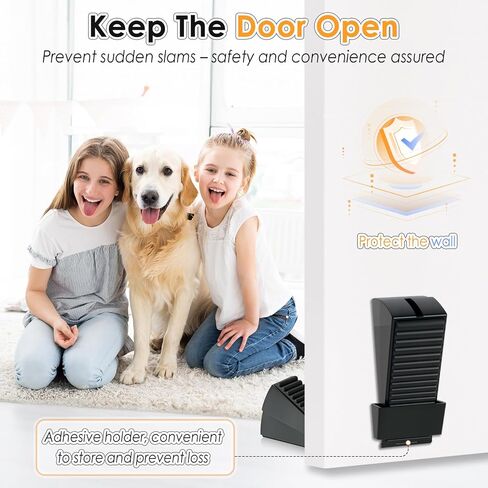 Heavy Duty Large Door Stoppers, Adjustable Spring Loaded Tall Doorstop Jammer Rubber Door Stopper Wedge with Storage Holder for Any Heavy Doors up to 3" Gap, Black in Saudi Arabia