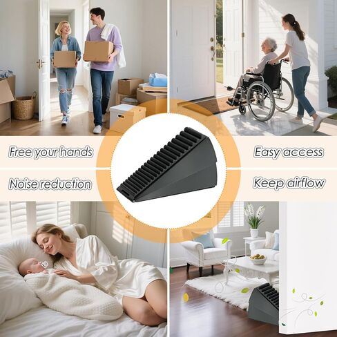 Heavy Duty Large Door Stoppers, Adjustable Spring Loaded Tall Doorstop Jammer Rubber Door Stopper Wedge with Storage Holder for Any Heavy Doors up to 3" Gap, Black in Saudi Arabia