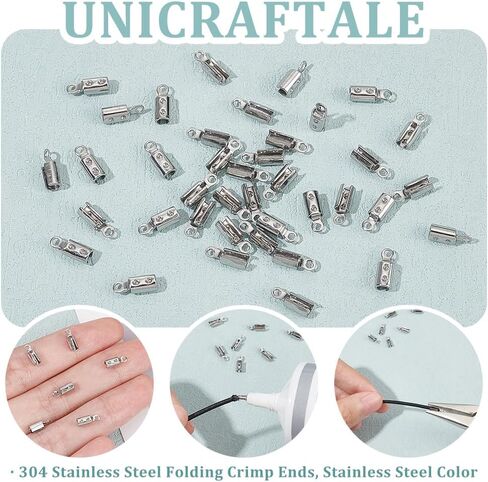 UniCraftale حوالي 100pcs قابلة للطي ينتهي الصعود نهايات الطية على الأطراف السلك 2.5 مم الداخلية DIA TERMINATORS CLAMP CLAMP TIPS مجوهر in Kuwait