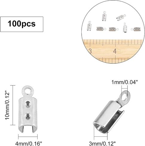 UniCraftale حوالي 100pcs قابلة للطي ينتهي الصعود نهايات الطية على الأطراف السلك 2.5 مم الداخلية DIA TERMINATORS CLAMP CLAMP TIPS مجوهر in Kuwait
