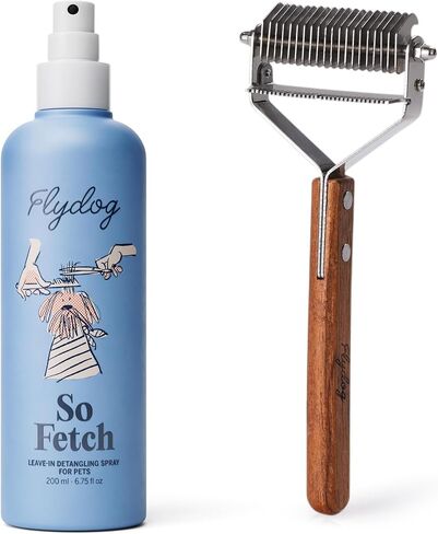 Flydog Detangler Combo for Dogs & Cats-رذاذ Hair-in Hair Detangler من أجل الاستمالة الخالية من التشابك ومشط مصمم خصيصًا لـ Dematting & Deshedding | مكيف المعطف | النضارة الرائحة ونضارة طويلة الأمد in Kuwait