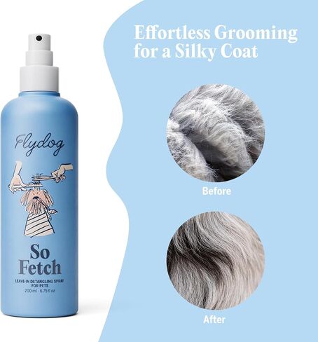 Flydog Detangler Combo for Dogs & Cats-رذاذ Hair-in Hair Detangler من أجل الاستمالة الخالية من التشابك ومشط مصمم خصيصًا لـ Dematting & Deshedding | مكيف المعطف | النضارة الرائحة ونضارة طويلة الأمد in Kuwait