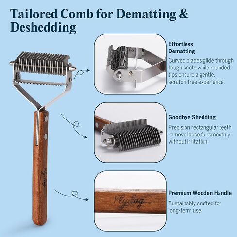 Flydog Detangler Combo for Dogs & Cats-رذاذ Hair-in Hair Detangler من أجل الاستمالة الخالية من التشابك ومشط مصمم خصيصًا لـ Dematting & Deshedding | مكيف المعطف | النضارة الرائحة ونضارة طويلة الأمد in Kuwait
