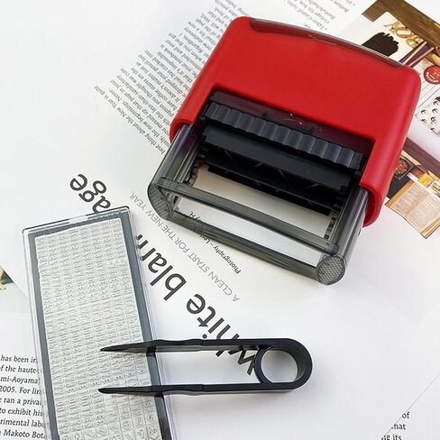 طقم الحبر الأسود المحمول مع Stamper Press ، استخدم ملاقط لرسالة شخصية ، وتصميم مضغوط لمدرسة Office ، 1.5x0.55. in Kuwait