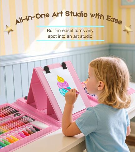 237 قطعة أطفال فنية مع easel على الوجهين ، ومجموعات الطلاء للأطفال الذين تتراوح أعمارهم بين 4-8 ، واللوازم الفنية غير السامة للفتيات والفتيان ، والرسم مع الألوان المائية ، والباستيل النفط ، والاستياء للفنانين الشباب in Kuwait