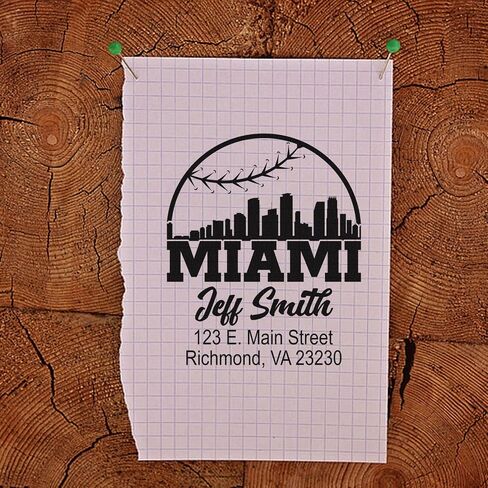 Custom Address Stamp Washington Baseball Silhouette Self-Inking Return Mail Stamper | Personalized DC City Skyline Design Home Office Business Square Rubber Ink Stamping Kit 1-5/8" | MLB Fan Gift in Saudi Arabia