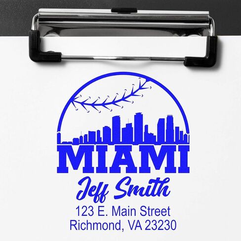 Custom Address Stamp Washington Baseball Silhouette Self-Inking Return Mail Stamper | Personalized DC City Skyline Design Home Office Business Square Rubber Ink Stamping Kit 1-5/8" | MLB Fan Gift in Saudi Arabia