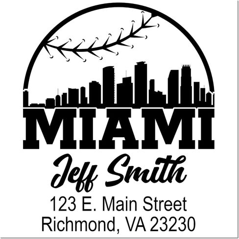 Custom Address Stamp Washington Baseball Silhouette Self-Inking Return Mail Stamper | Personalized DC City Skyline Design Home Office Business Square Rubber Ink Stamping Kit 1-5/8" | MLB Fan Gift in Saudi Arabia