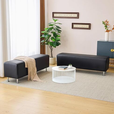 OmySalon Waiting Room Bench Seating Faux Leather, 53.9’’ Office Guest Chair Reception Chair, Lobby Furniture for Conference Room Beauty Salon Barbershop Small Space in Kuwait