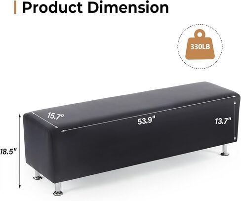 OmySalon Waiting Room Bench Seating Faux Leather, 53.9’’ Office Guest Chair Reception Chair, Lobby Furniture for Conference Room Beauty Salon Barbershop Small Space in Kuwait