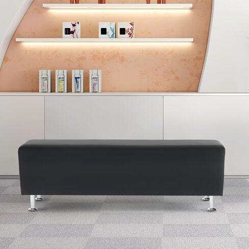 OmySalon Waiting Room Bench Seating Faux Leather, 53.9’’ Office Guest Chair Reception Chair, Lobby Furniture for Conference Room Beauty Salon Barbershop Small Space in Kuwait