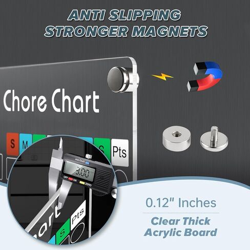 Acrylic Magnetic Chore Chart for Kids, 9.5"x12" Behavior Reward Responsibility Chart for Kids/Teens/Adults Chore Chart for Multiple Kids, Reusable Chore Checklist & Responsibility Tracker (1 Pack) in Saudi Arabia