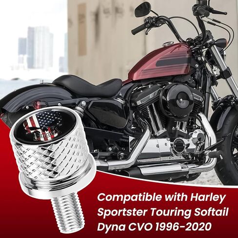 برغي مقعد حاجز مخرش من الفولاذ المقاوم للصدأ 1/4"-20 خيط متوافق مع 1996-2023 Harley Sportster Dyna Softail Touring CVO- هيكل عظمي أمريكي in Kuwait