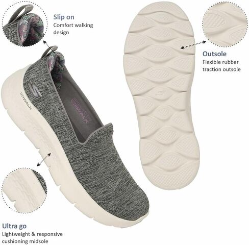 Skechers Women's GO Walk Flex-Clever View Sneaker, Black/White, 12 Wide in Saudi Arabia