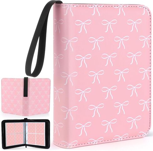 Aliceset Card Binder for Girls Gifts 4 Pocket with 55 Sleeves 440 Cards Collectible Trading Binder Case Cute Album Holder Book for Game Sports Collection Organizer Supply(Pink Bow) in Saudi Arabia