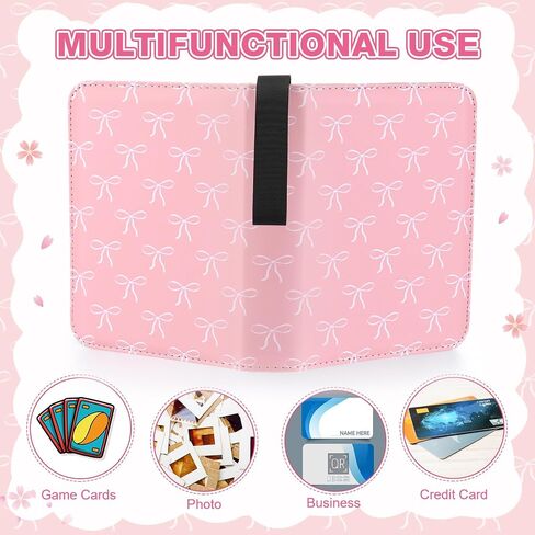 Aliceset Card Binder for Girls Gifts 4 Pocket with 55 Sleeves 440 Cards Collectible Trading Binder Case Cute Album Holder Book for Game Sports Collection Organizer Supply(Pink Bow) in Saudi Arabia