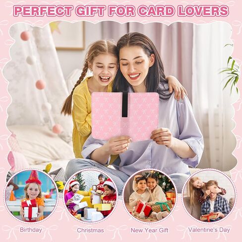 Aliceset Card Binder for Girls Gifts 4 Pocket with 55 Sleeves 440 Cards Collectible Trading Binder Case Cute Album Holder Book for Game Sports Collection Organizer Supply(Pink Bow) in Saudi Arabia
