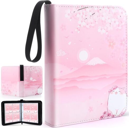 Aliceset Card Binder for Girls Gifts 4 Pocket with 55 Sleeves 440 Cards Collectible Trading Binder Case Cute Album Holder Book for Game Sports Collection Organizer Supply(Pink Bow) in Saudi Arabia