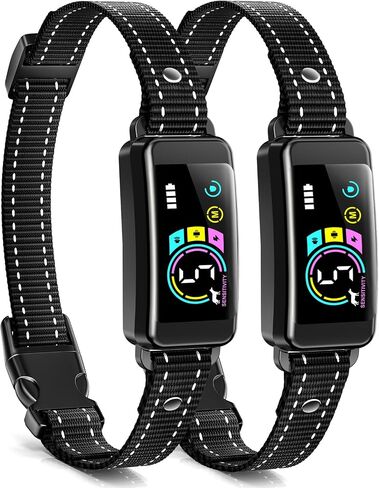 Bark Collar, 2 Pack Smart Dog Bark Collar for Large Medium Small Dogs, Anti Barking Device for Dogs Training Collar with Beep Vibration Harmless Shock, 5 Adjustable Sensitivity (Black) in Saudi Arabia