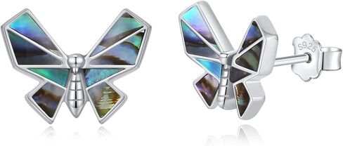 Butterfly Earrings 925 Sterling Silver Butterfly Stud Earrings Abalone Shell Jewelry Earrings Hypoallergenic Earrings Butterfly Jewelry Gifts for Women Girls in Saudi Arabia