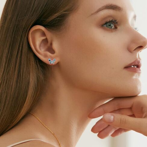 Butterfly Earrings 925 Sterling Silver Butterfly Stud Earrings Abalone Shell Jewelry Earrings Hypoallergenic Earrings Butterfly Jewelry Gifts for Women Girls in Saudi Arabia