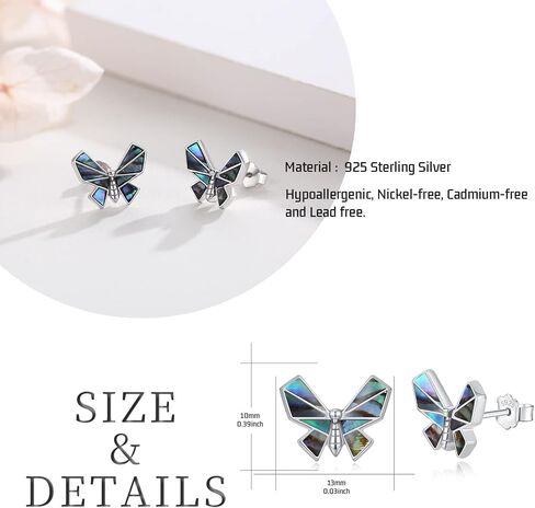 Butterfly Earrings 925 Sterling Silver Butterfly Stud Earrings Abalone Shell Jewelry Earrings Hypoallergenic Earrings Butterfly Jewelry Gifts for Women Girls in Saudi Arabia