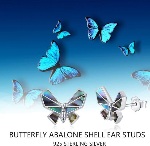 Butterfly Earrings 925 Sterling Silver Butterfly Stud Earrings Abalone Shell Jewelry Earrings Hypoallergenic Earrings Butterfly Jewelry Gifts for Women Girls in Saudi Arabia