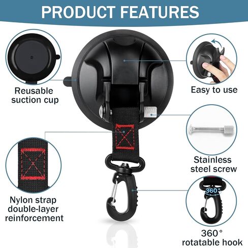 Vashly قطعتان من خطافات كأس الشفط المطورة، أكواب شفط شديدة التحمل مع خطافات قابلة للدوران 360 درجة، أكواب شفط قوية مع خطافات لجدار الدش، زجاج نافذة للتخييم والقوارب في السيارة in Kuwait