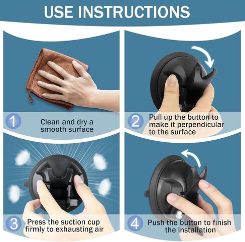 Vashly قطعتان من خطافات كأس الشفط المطورة، أكواب شفط شديدة التحمل مع خطافات قابلة للدوران 360 درجة، أكواب شفط قوية مع خطافات لجدار الدش، زجاج نافذة للتخييم والقوارب في السيارة in Kuwait