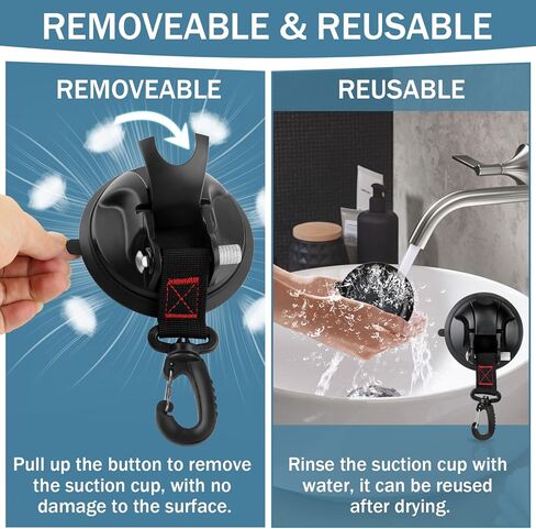 Vashly قطعتان من خطافات كأس الشفط المطورة، أكواب شفط شديدة التحمل مع خطافات قابلة للدوران 360 درجة، أكواب شفط قوية مع خطافات لجدار الدش، زجاج نافذة للتخييم والقوارب في السيارة in Kuwait