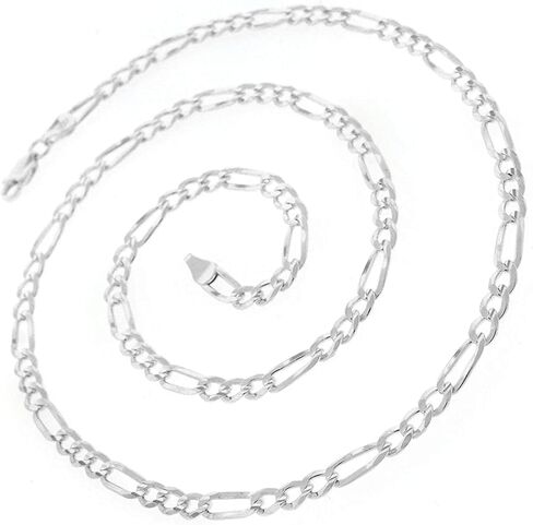 Verona Jewelers 925 Sterling Silver 5.5MM Mens Figaro Link Chain Necklace - Silver Figaro Link Necklace for Men, Sterling Silver Mens Necklace 20-30 (30) in Kuwait