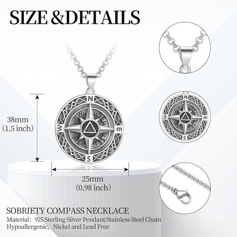 LES OSEWA الماسونية البوصلة قلادة للرجال فضة البوصلة قلادة الماسوني قلادة الماسونية مجوهرات هدايا للأولاد النساء in Kuwait