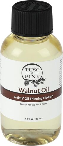 Tusc & Pine Walnut Oil للطلاء - 3.4 أوقية زجاجة - وسط الطلاء للفنانين المحترفين ، وزيادة لمعان ، وتبطئ وقت التجفيف ، وأرق خالي من المذيبات ، ومكثف على دفعات صغيرة في ولاية كارولينا الشمالية in Kuwait