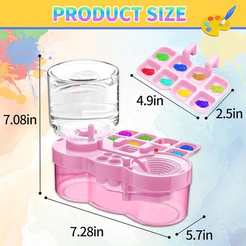 2025 Upgraded Paint Brush Cleaner Tool – All-in-One Paint Brush Washer, Rinse Cup, Holder, and Palette for Artists Beginners | Ideal Art Supplies for Watercolor & Acrylic Painting(Pink) in Saudi Arabia