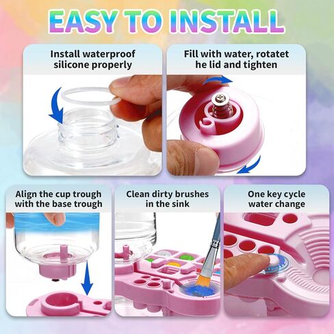 2025 Upgraded Paint Brush Cleaner Tool – All-in-One Paint Brush Washer, Rinse Cup, Holder, and Palette for Artists Beginners | Ideal Art Supplies for Watercolor & Acrylic Painting(Pink) in Saudi Arabia
