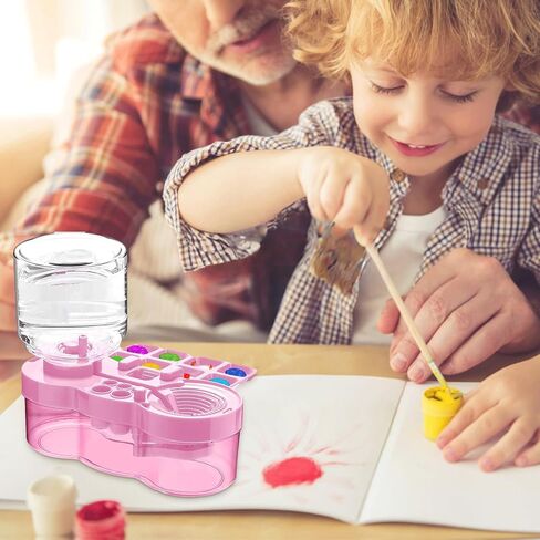2025 Upgraded Paint Brush Cleaner Tool – All-in-One Paint Brush Washer, Rinse Cup, Holder, and Palette for Artists Beginners | Ideal Art Supplies for Watercolor & Acrylic Painting(Pink) in Saudi Arabia