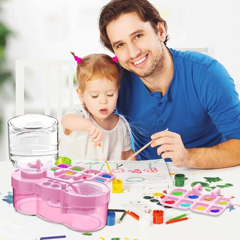 2025 Upgraded Paint Brush Cleaner Tool – All-in-One Paint Brush Washer, Rinse Cup, Holder, and Palette for Artists Beginners | Ideal Art Supplies for Watercolor & Acrylic Painting(Pink) in Saudi Arabia