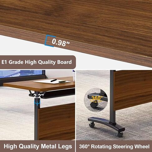 Conference Table,Modern Portable Folding Conference Room Table,Flip Top Rolling Mobile Training Table with Silent Locking Wheels for Seminar Meeting Table Business Tables (6 Pack, 55.x23.6x29.5inch) in Kuwait