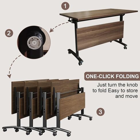 Conference Table,Modern Portable Folding Conference Room Table,Flip Top Rolling Mobile Training Table with Silent Locking Wheels for Seminar Meeting Table Business Tables (6 Pack, 55.x23.6x29.5inch) in Kuwait