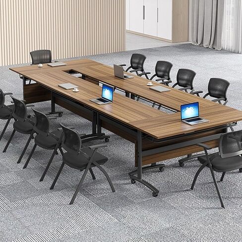 Conference Table,Modern Portable Folding Conference Room Table,Flip Top Rolling Mobile Training Table with Silent Locking Wheels for Seminar Meeting Table Business Tables (6 Pack, 55.x23.6x29.5inch) in Kuwait