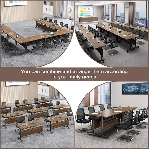 Conference Table,Modern Portable Folding Conference Room Table,Flip Top Rolling Mobile Training Table with Silent Locking Wheels for Seminar Meeting Table Business Tables (6 Pack, 55.x23.6x29.5inch) in Kuwait