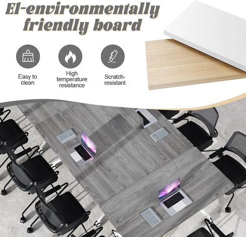 Conference Room Table,55.1'' Conference Table with Wheels, Modern Foldable Wood Color Conference Meeting Training Table,Rectangular Seminar Tables Suitable for 2-10 People (Wood 2) in Saudi Arabia