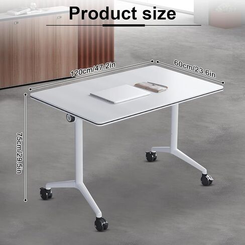 Folding Conference Room Table,Modern Flip Top Mobile Training Table with Strong Metal Frame Silent Wheels Waterproof Desktop for Office Conference Classroom Foldable Meeting Table (4pack 47.2in) in Saudi Arabia