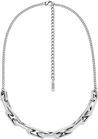 Diesel Men's Silver and Black Two-Tone Stainless Steel Chain Necklace (Model: DX1499931) in Saudi Arabia