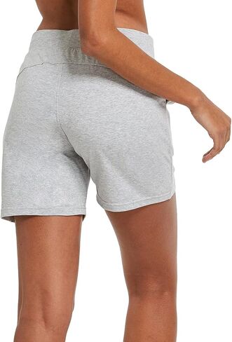 BALEAF Women's Cotton Yoga Shorts Sweat Athletic Lounge Beach Shorts Jersey Pull On with Drawstring Pockets Summer Navy Blue Size XL in Saudi Arabia